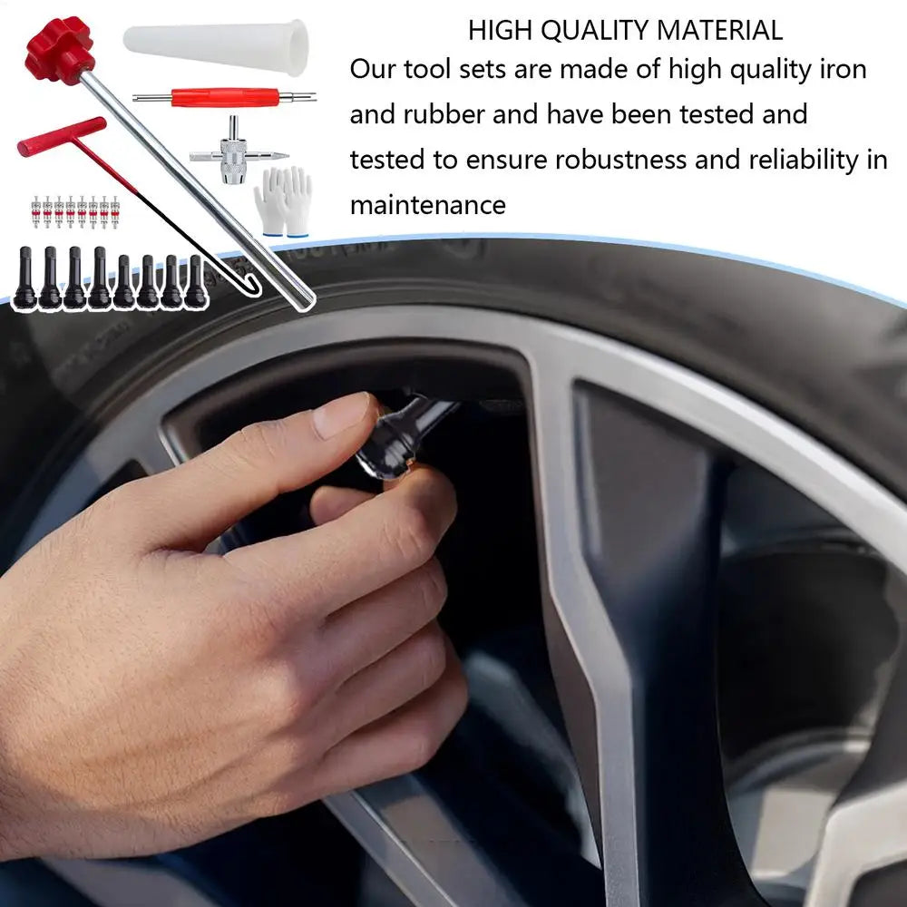 Quick-Change Tire Valve Tool Kit | Stem Install Set | Cars & Bikes