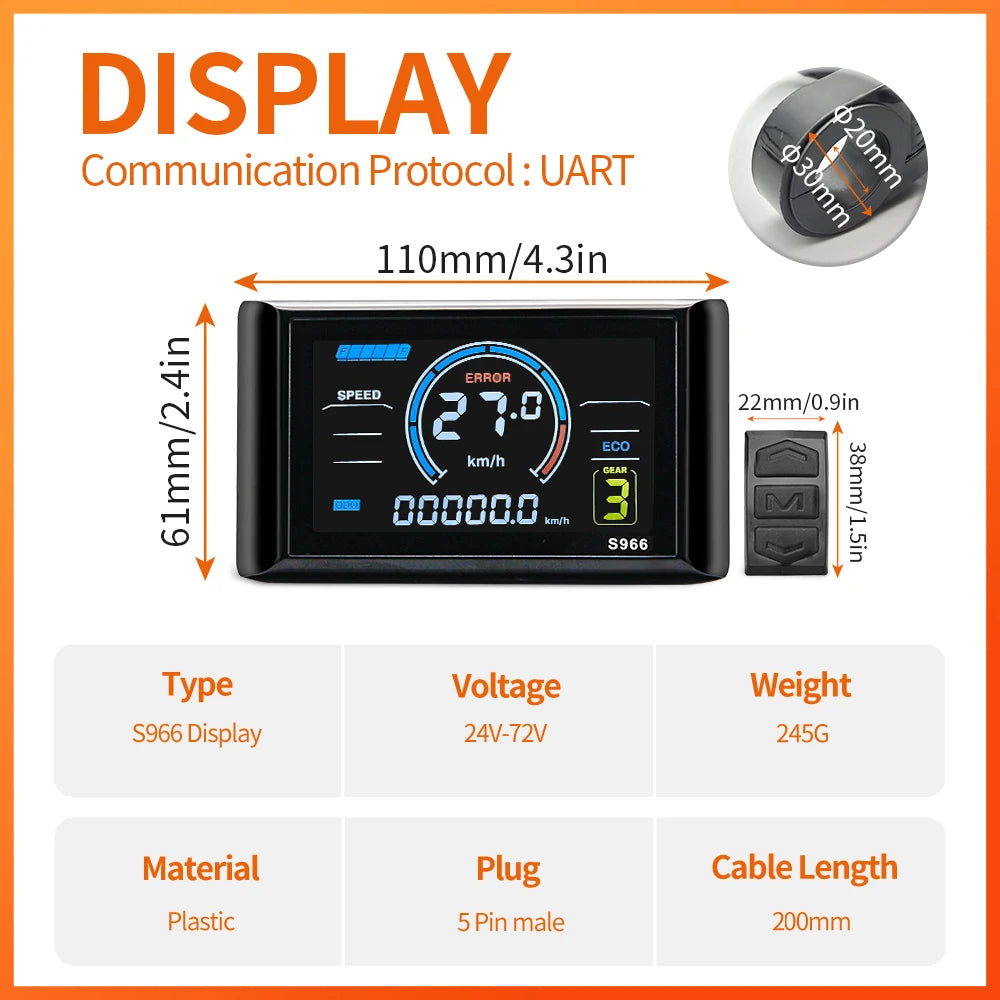 E-Bike Sine Wave Controller | S966 Display Ready | 24/36/48V