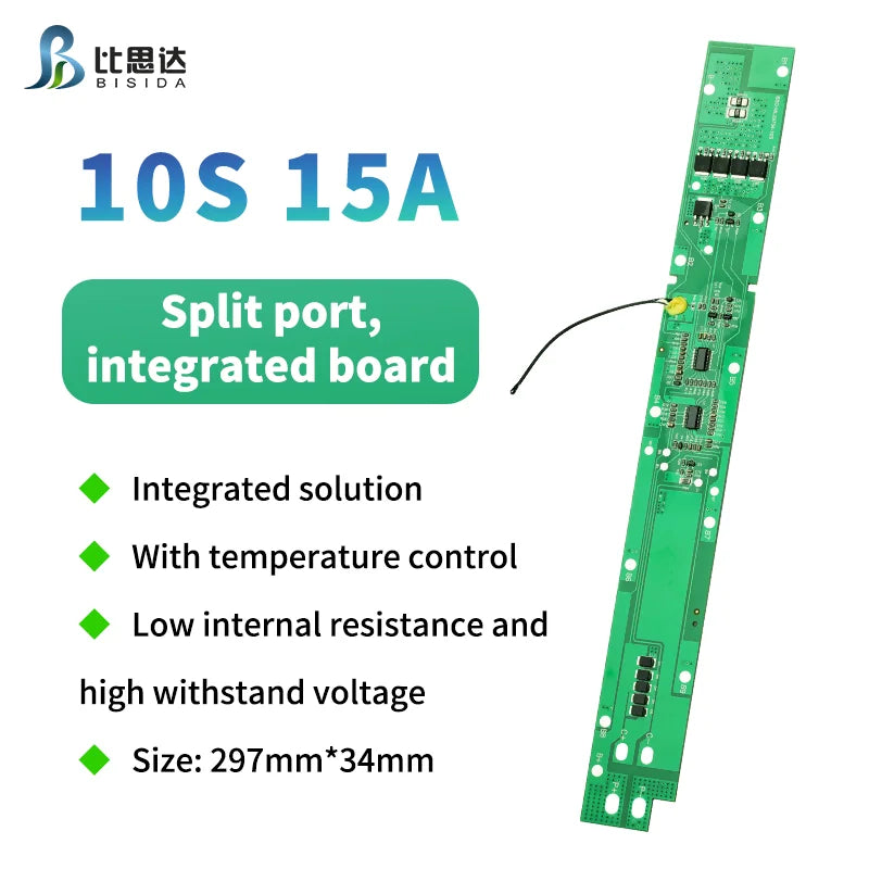 Bisida 10S 36V 15A BMS | Split Port w/ NTC | Li-Ion Pack