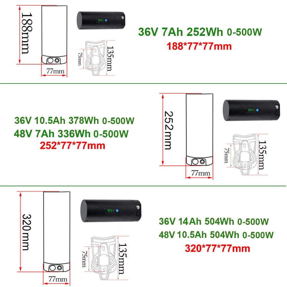 Mini Bottle E-Bike Battery 48V 7Ah | Bottle Cage Mount | Bafang/Tongsheng
