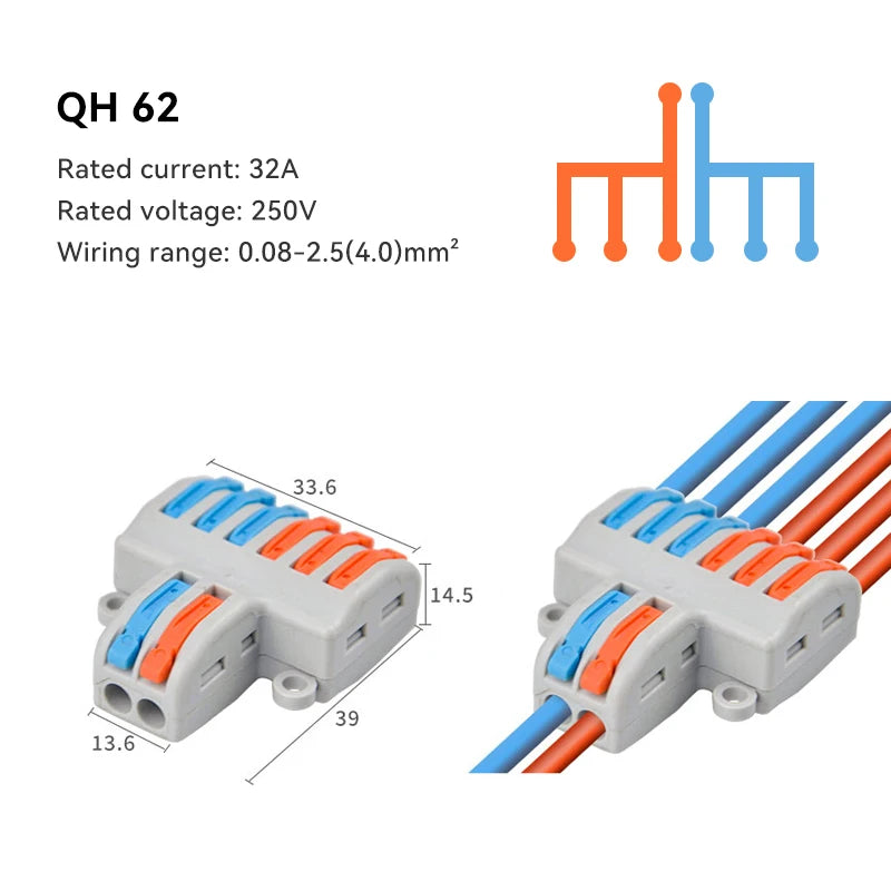 Push-In Wire Connector Splitter | 1-In Multi-Out | 32A 250V