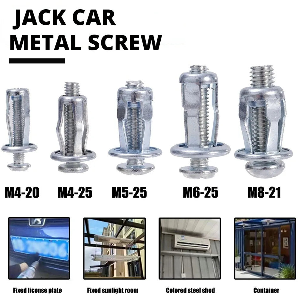 4-40pcs License Plate Bolt Kit Petal Shape Rivet Nut Screw Panel Clamp Lock Jack Nuts M4 M5 M6 M8Metal Rivetnut Auto Accessories