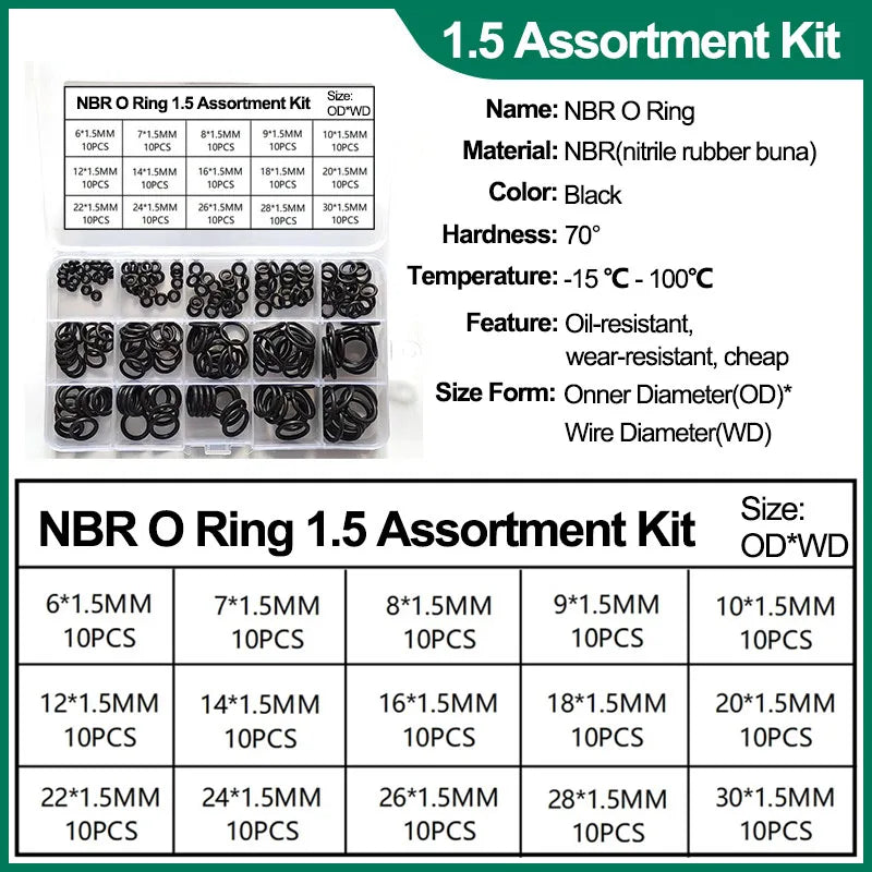 NBR O-Ring Assortment Kit | Nitrile Rubber Seals | Auto & Home