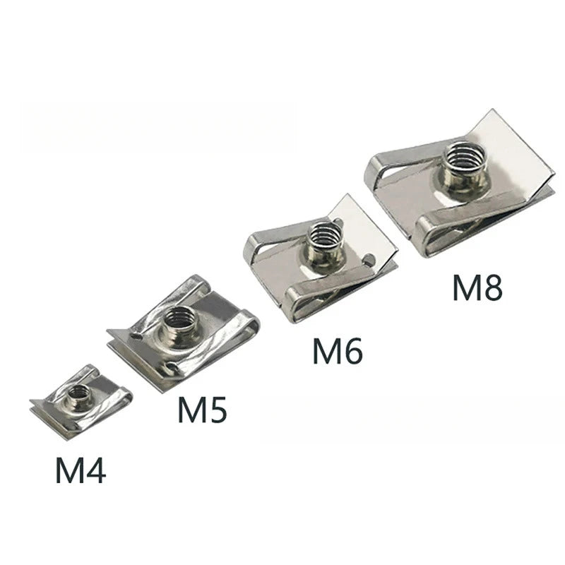 Stainless Steel U-Type Clips | M4–M8 Reed Nuts | Car, Motorcycle & Scooter