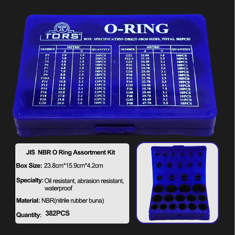 NBR O-Ring Assortment Kit | Nitrile Rubber Seals | Auto & Home