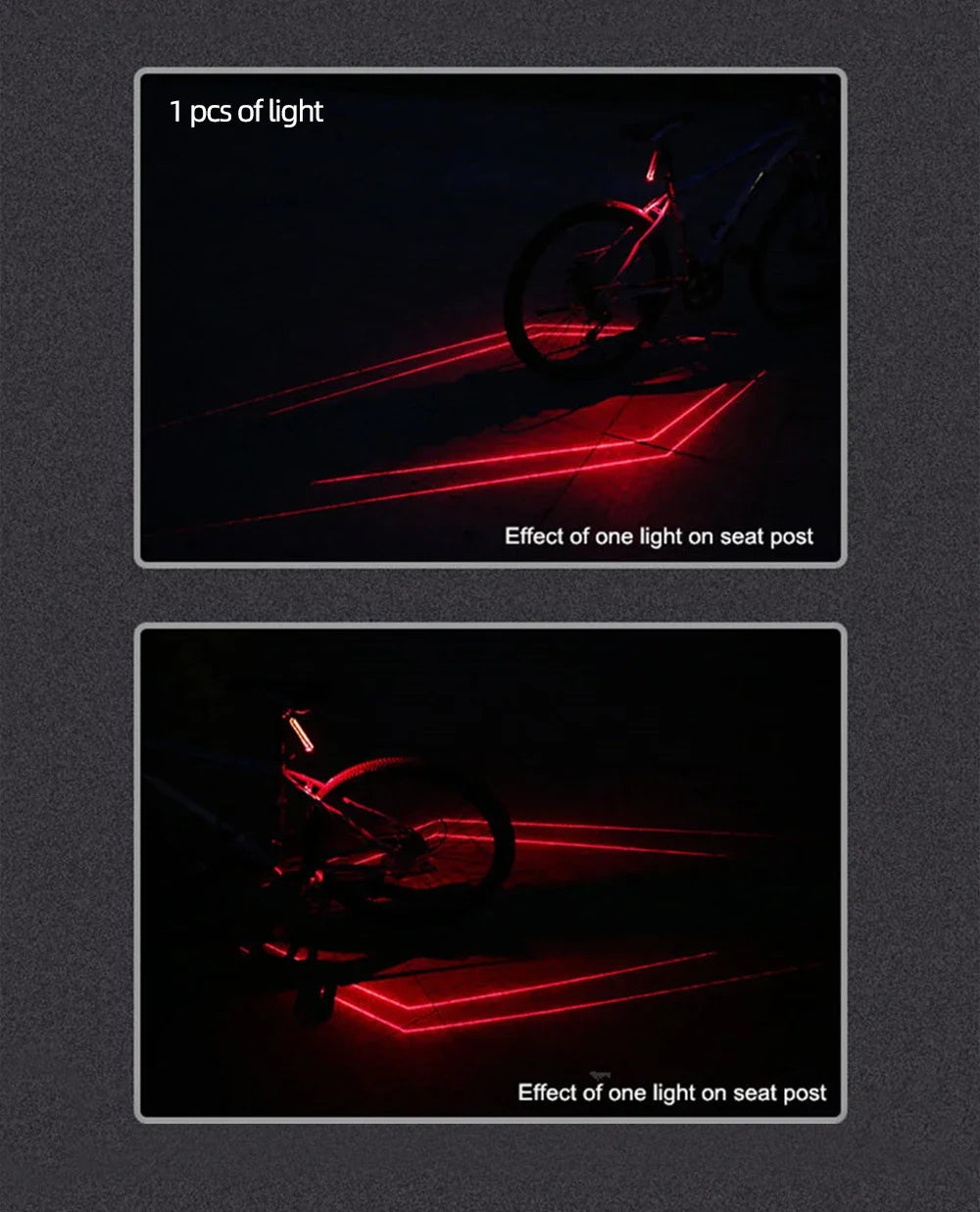 Folding Laser Bike Light Front Rear Safety Warning Bicycle Light USB Rechargeable Bike Tail Rear Light Waterproof Cycling Lamp