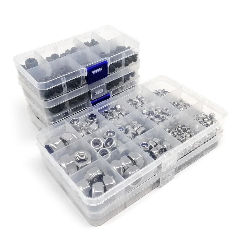 Nylock Hex Nut Assortment | M2–M12 Nylon Insert | 304 Stainless Steel