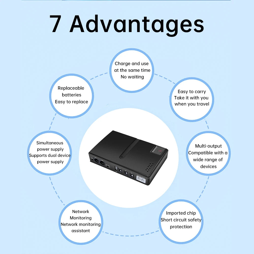 1018L 4*18650 Uninterruptible Power Supply Case  5V 9V 12V UPS Router Optical Cat Backup Power Supply No Batteries Included