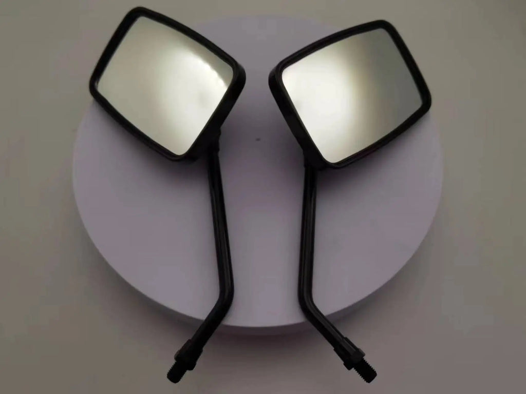 Motorcycle Rearview Mirrors (Pair) | Black Rectangle, 10mm | Scooter & ATV