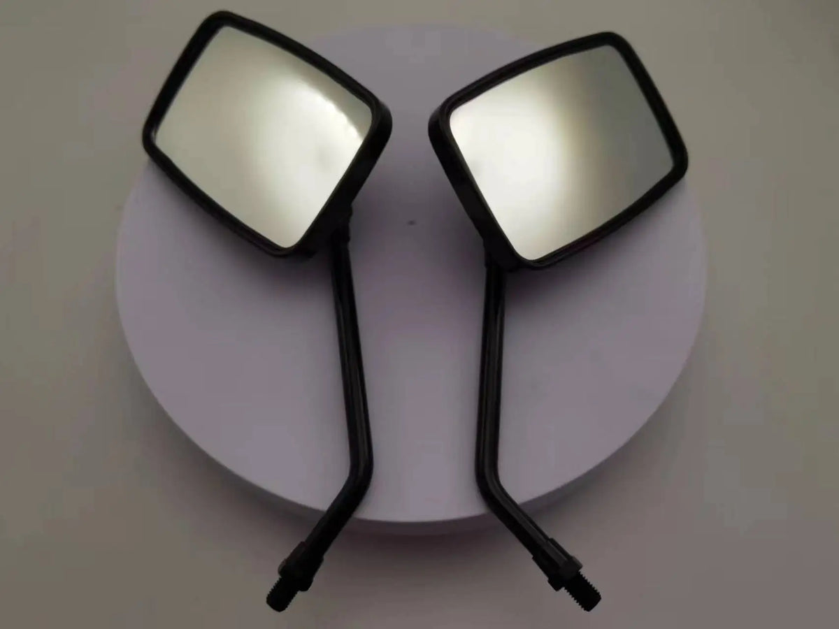 Motorcycle Rearview Mirrors (Pair) | Black Rectangle, 10mm | Scooter & ATV