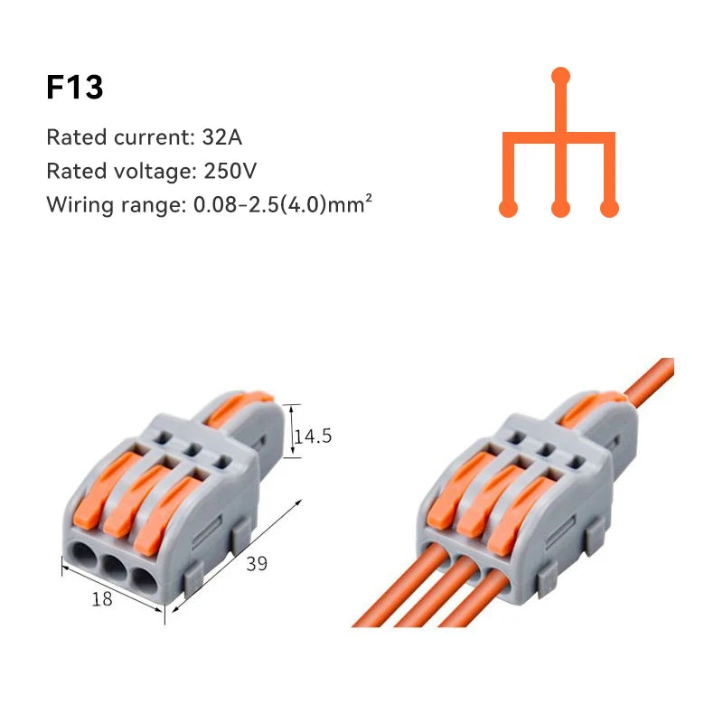 Push-In Wire Connector Splitter | 1-In Multi-Out | 32A 250V