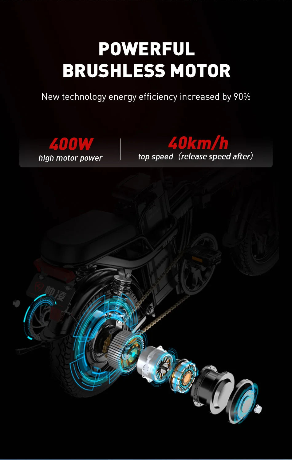 14in Folding E-Bike | 48V 400W Up to 40 km/h | Mini City Commuter
