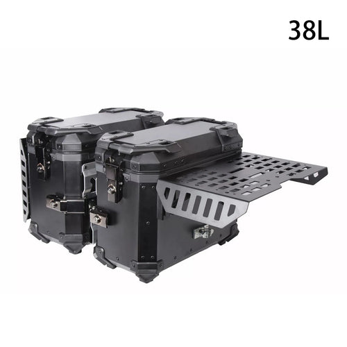 1 Pair 38L Folding Armored Motorcycle Side Box Aluminum Alloy Side Luggage Cases Quick Release Saddlebag Waterproof Toolbox