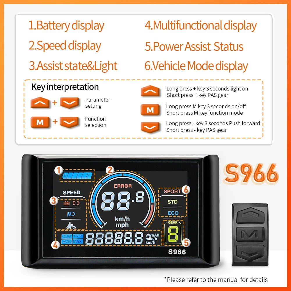 Sine Wave E-Bike Controller | 17/26/30A 24-48V Waterproof | S966 NFC
