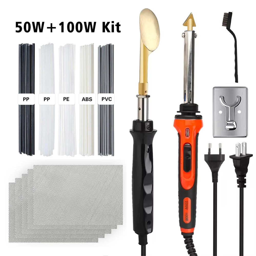 50W/100W Plastic Welding Repair Car Bumper Repair Soldering Iron Kit Temperature Controlled Soldering StationRepair Ironing Tool