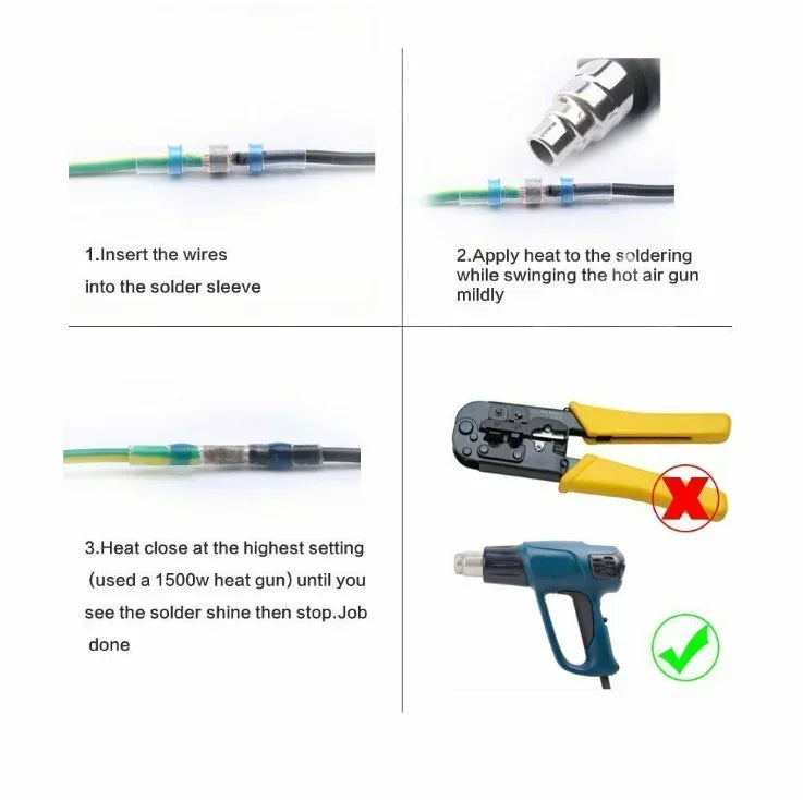 Solder Seal Wire Connectors | 3:1 Heat Shrink | Waterproof Butt Splice