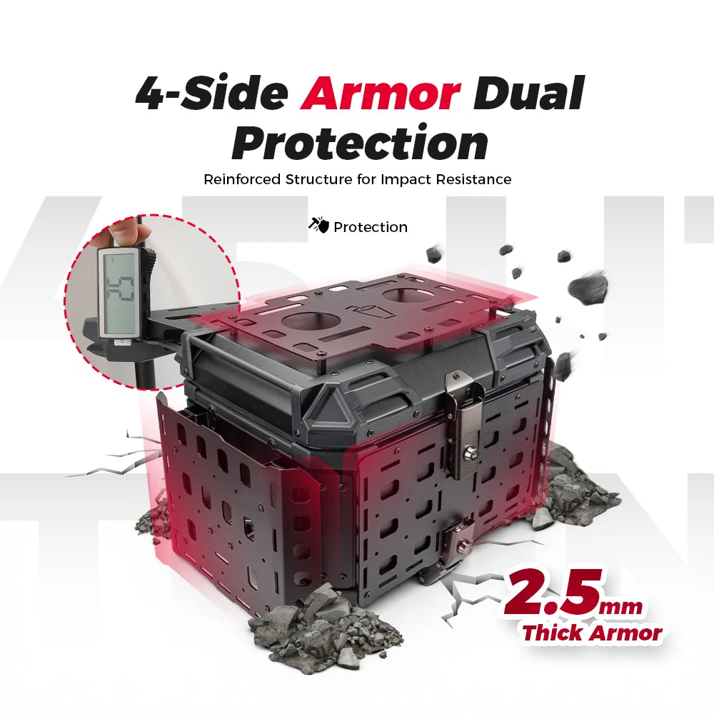 45L Aluminum Top Case | Lockable Rear Luggage Box