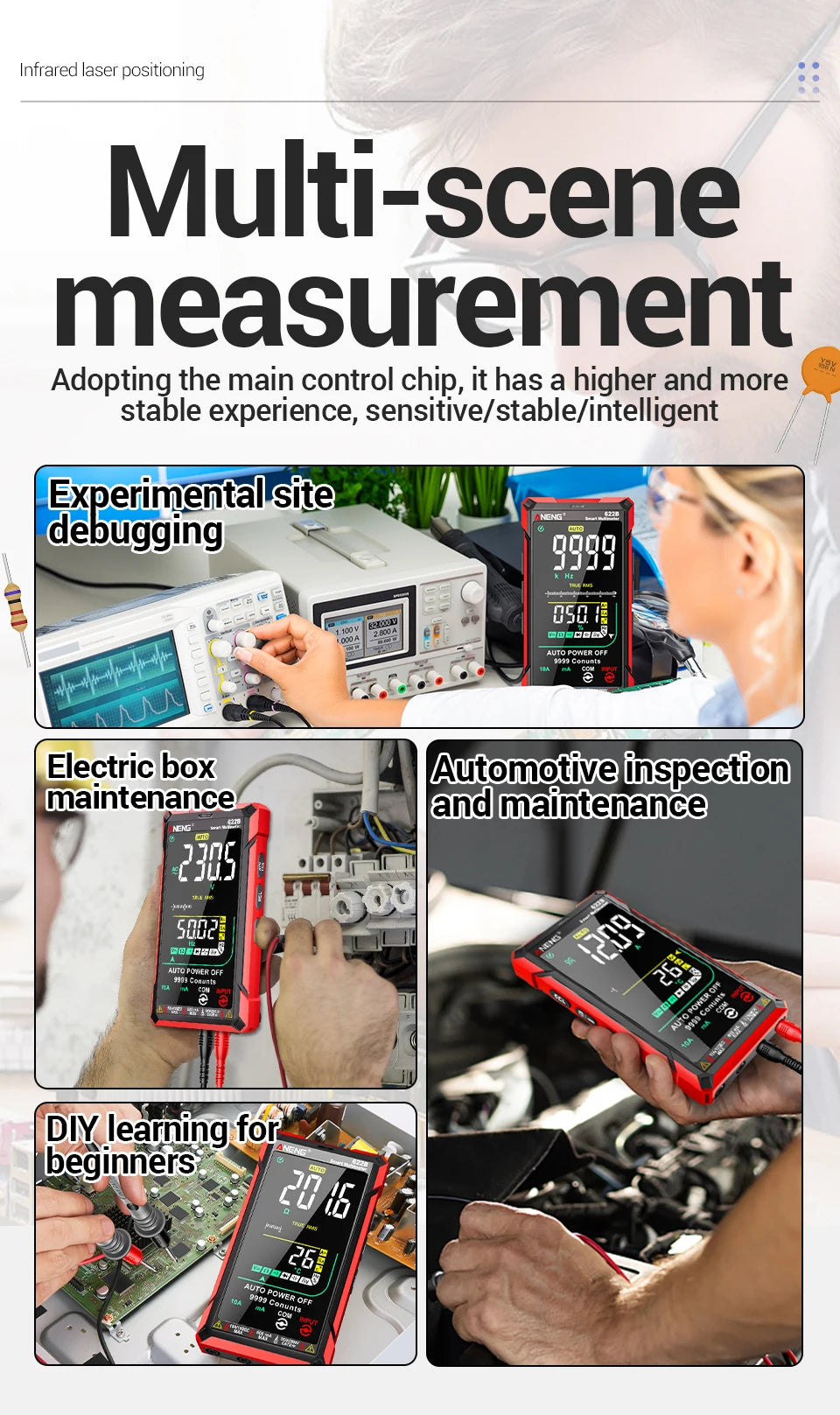 ANENG 622B Multimeter | 9999 Counts | Laser & NCV