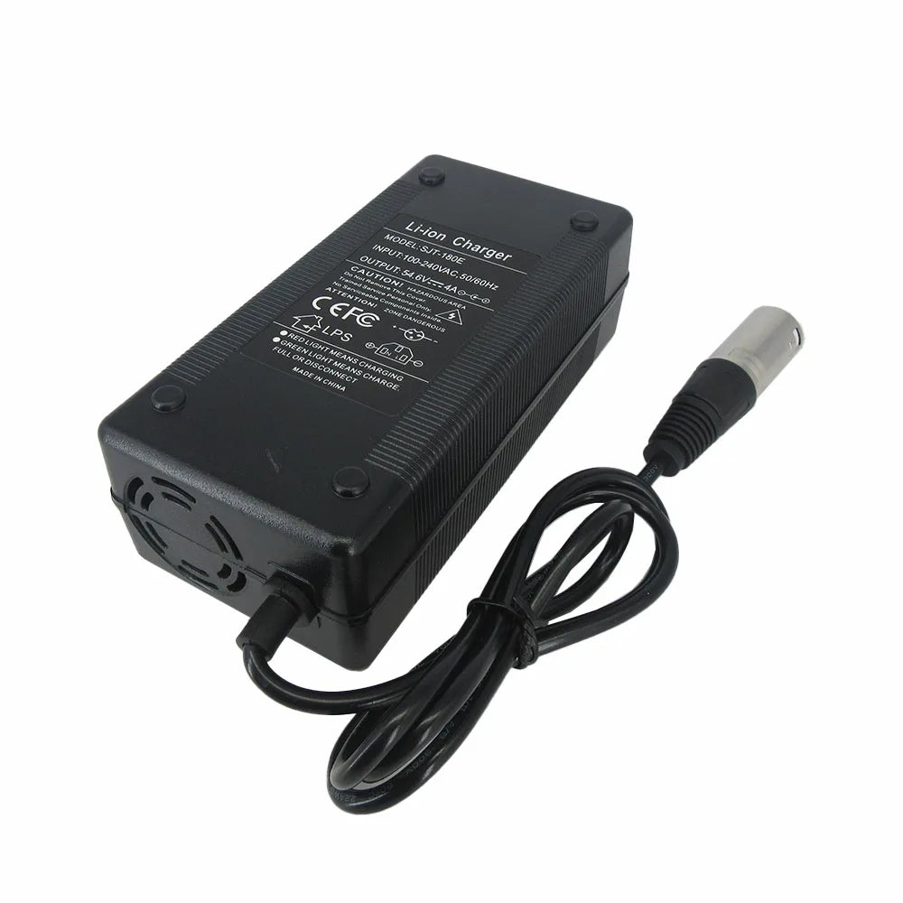 48V 4A Li-Ion Charger | 54.6V 13S Fast Charge | XLR + Fan