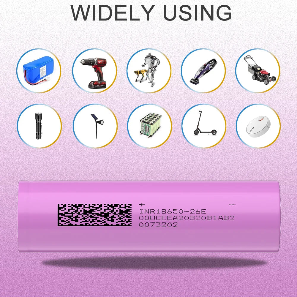 18650 Battery INR18650-26E 2600mAh 3.7V Li-Ion High Current Rechargeable Power Cell
