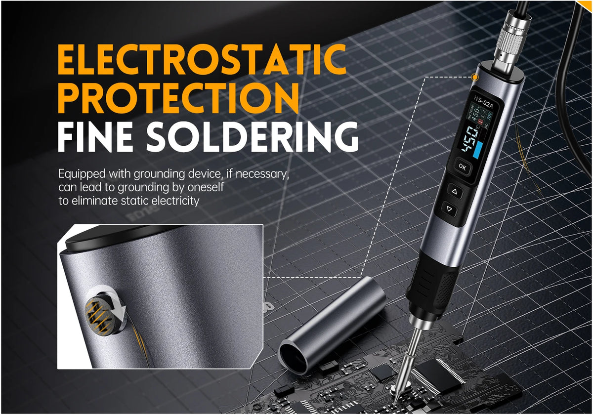 FNIRSI HS-02 Soldering Iron | Adjustable 100-450°C | PD 100W Portable