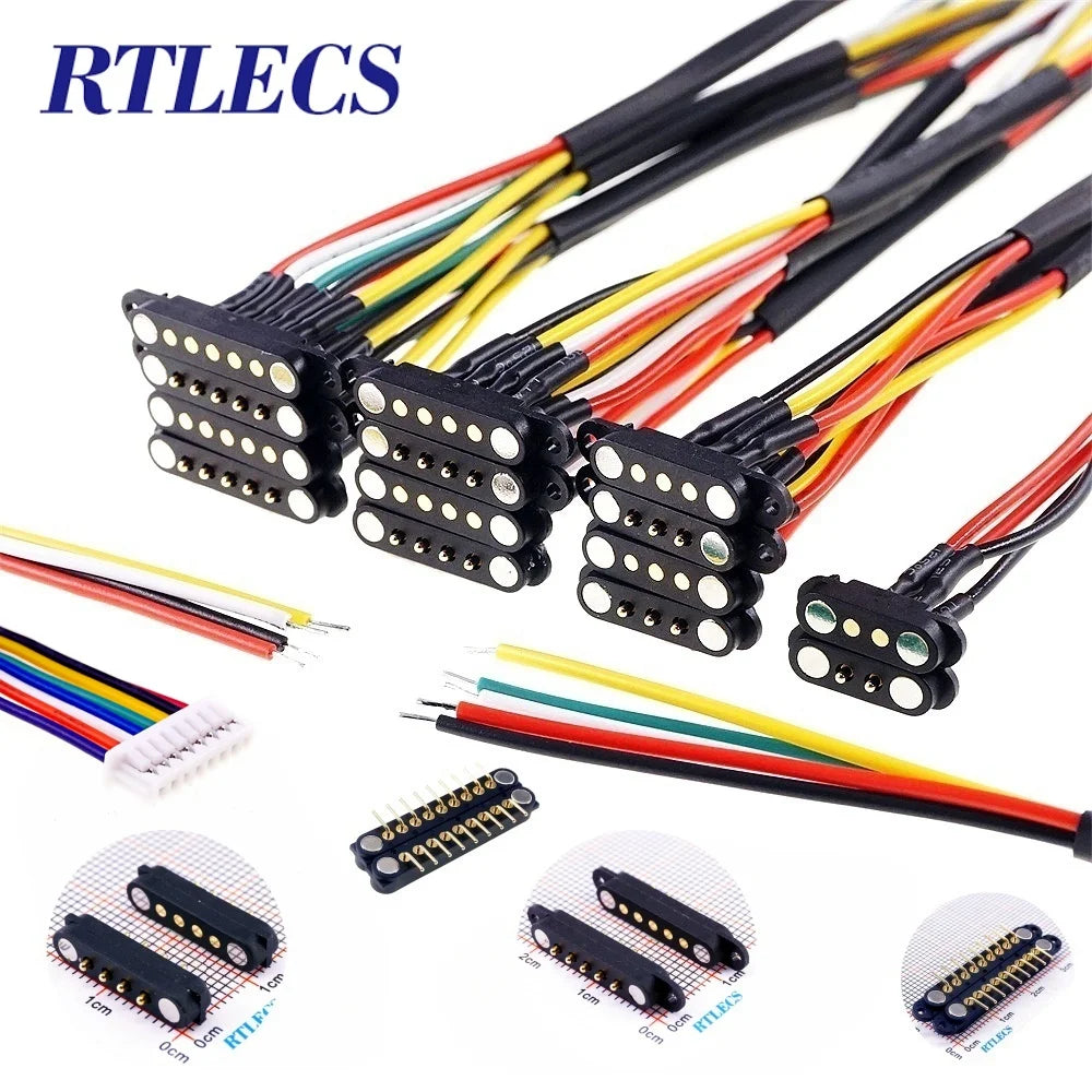 2A DC Magnetic Pogo Pin Connector 2Pin 3Pin 4 5 6 7 8 9 Pin Pogopin Male Female spacing 2.5/2.80mm Spring Loaded DC Power Socket