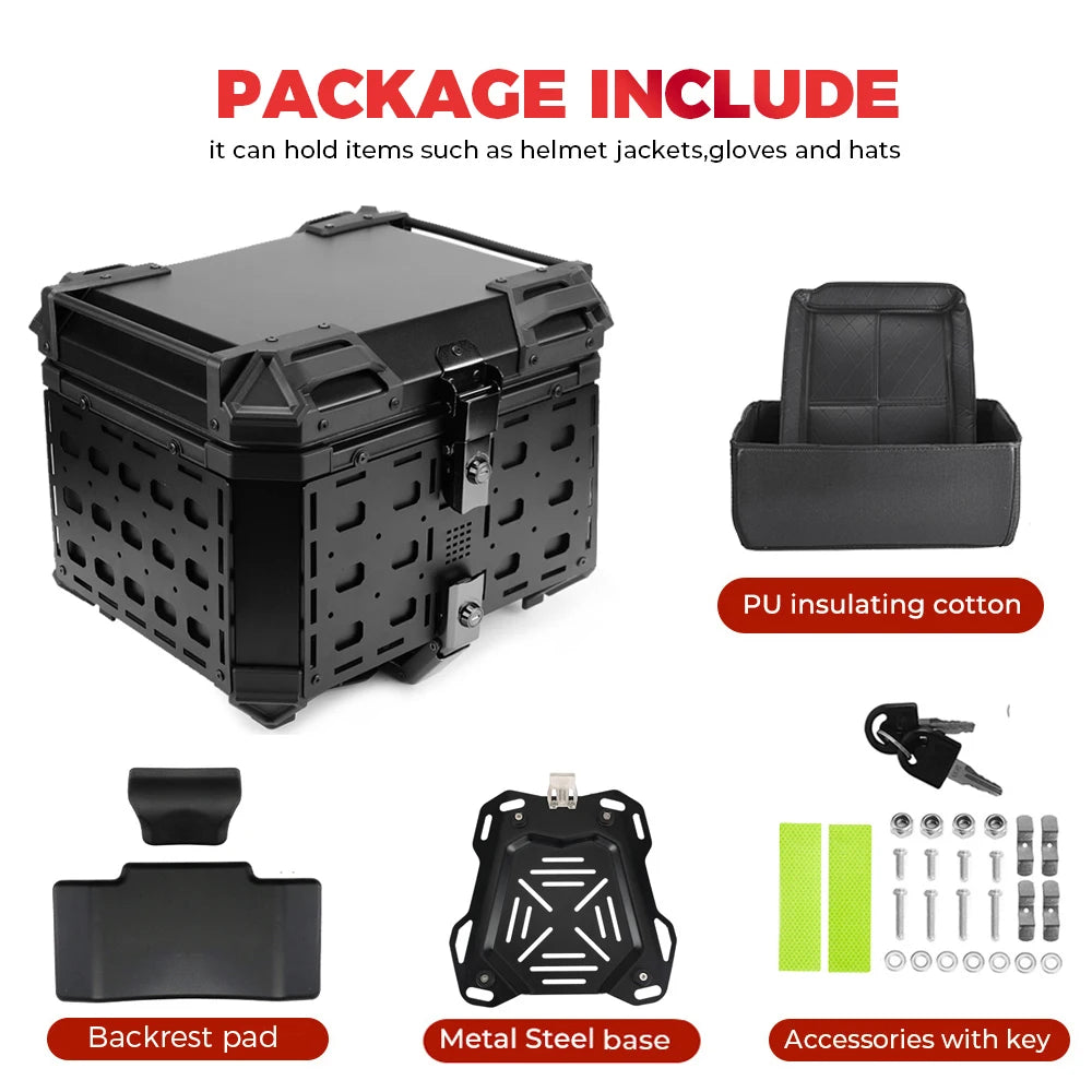45L Aluminum Top Case | Lockable Rear Luggage Box