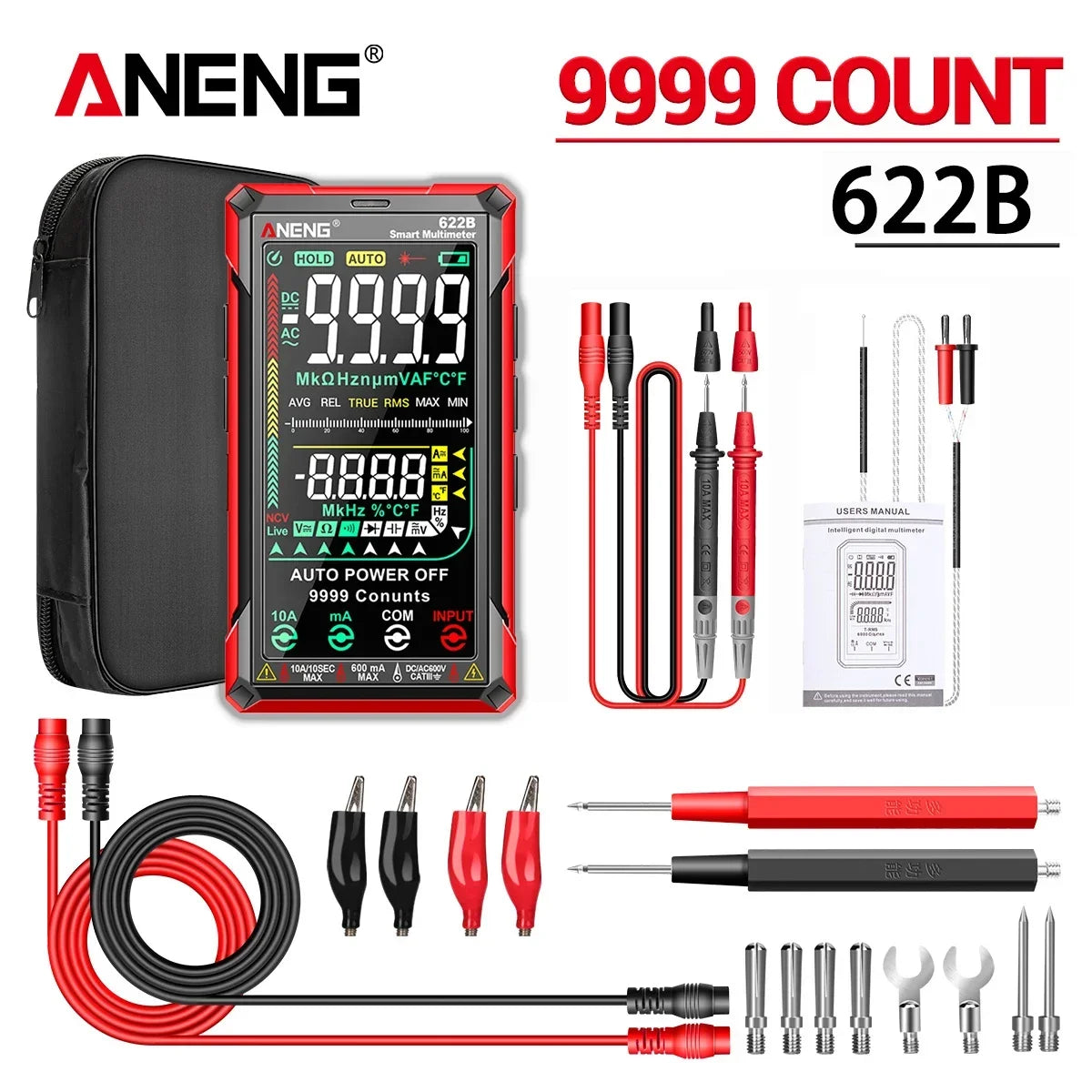 ANENG 622B Multimeter | 9999 Counts | Laser & NCV