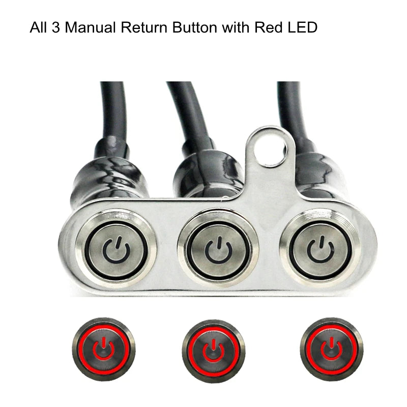12V Handlebar Switch | 3-in-1 Stainless Buttons | ATV/Dirt Bike