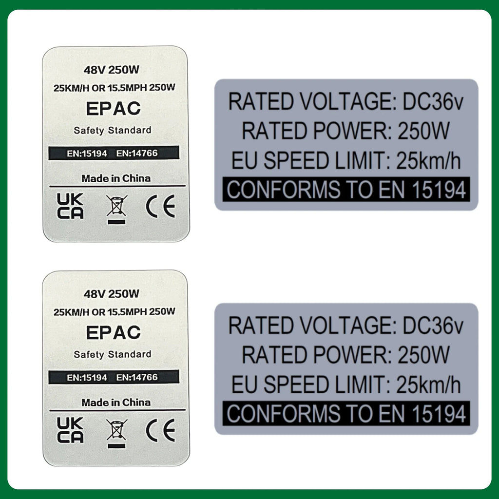 E-Bike Conversion Stickers | 36V/48V, 500W–1500W Labels | Bafang & Tongsheng Compatible