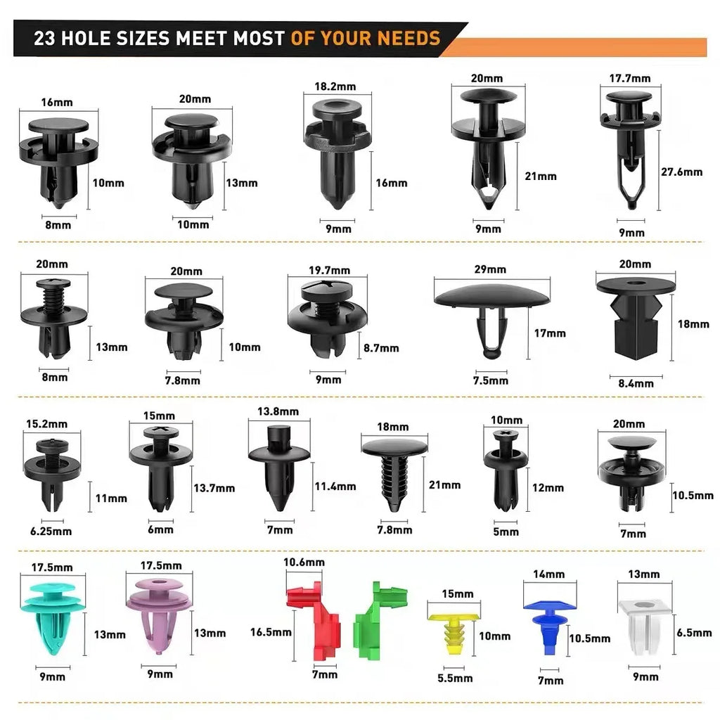 Car Fastener Clip Kit | Push Retainer Rivets | Fender, Bumper & Door Trim