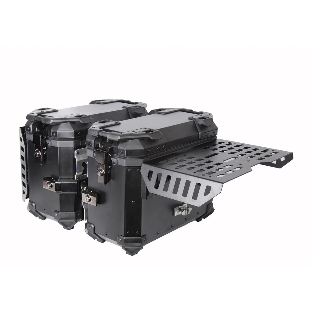 38L Folding Motorcycle Side Boxes | Aluminum Alloy | Quick-Release Pair
