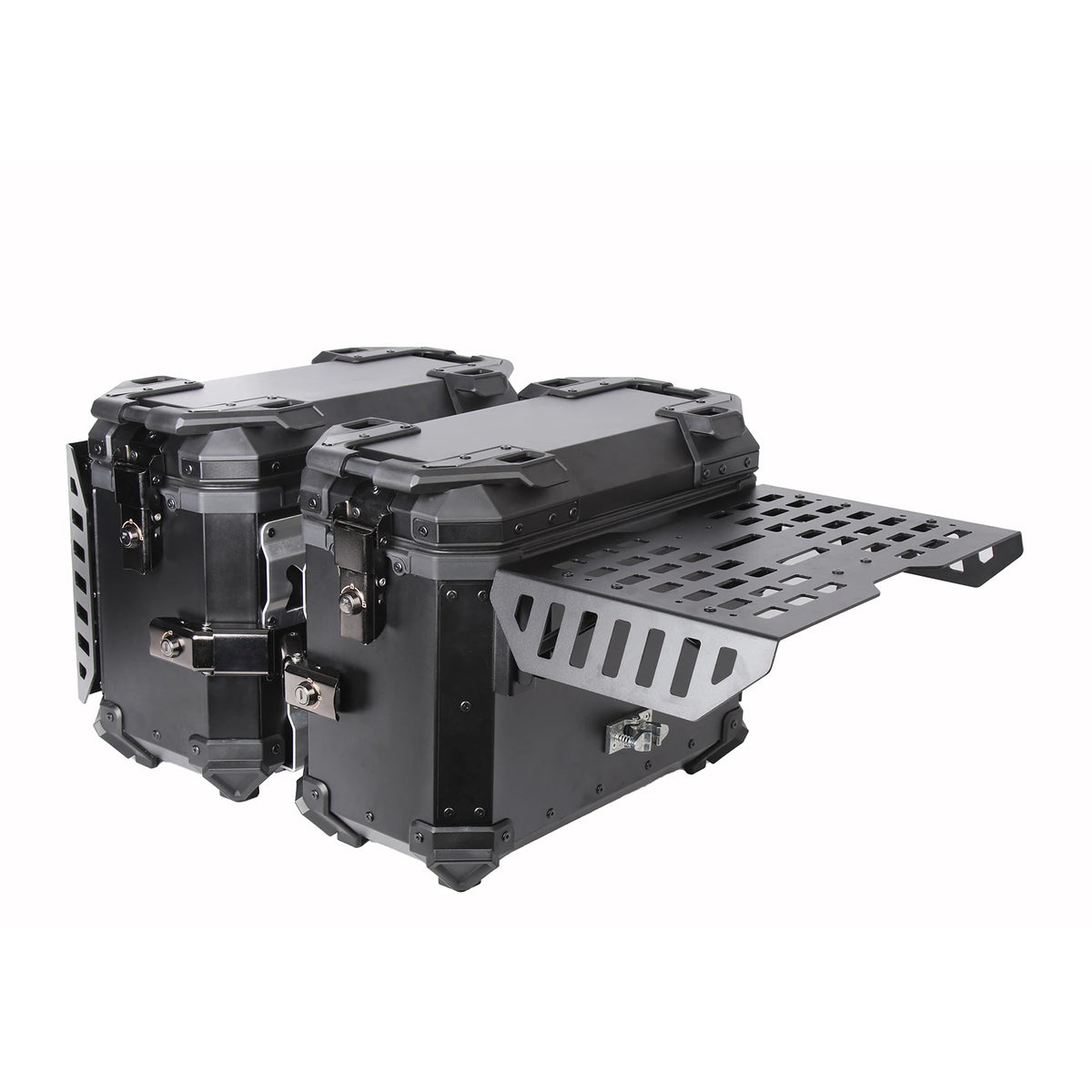 38L Folding Motorcycle Side Boxes | Aluminum Alloy | Quick-Release Pair