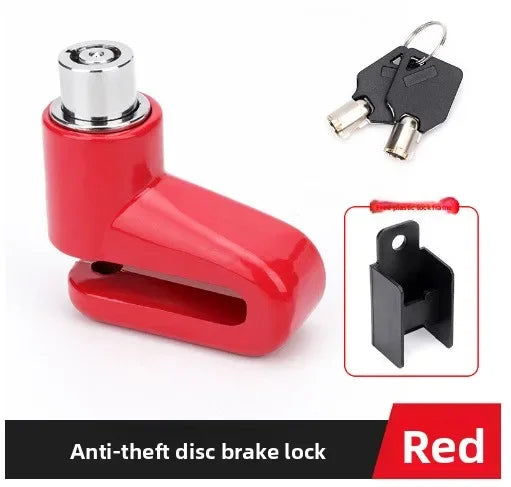 Disc Brake Lock | Anti-Theft Security for Bicycles & Motorcycles | Black/Red/Blue