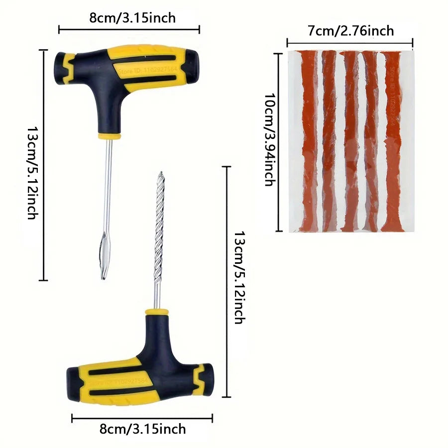Tubeless Tire Repair Kit | 7-Pc Puncture Plug Set