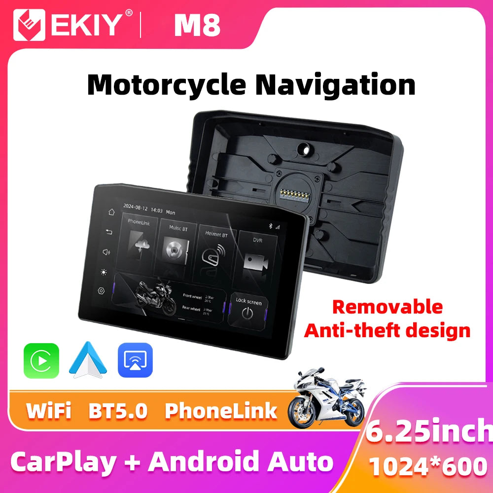EKIY 6.25" Moto CarPlay Dashboard | Wireless Android Auto | GPS Navigation