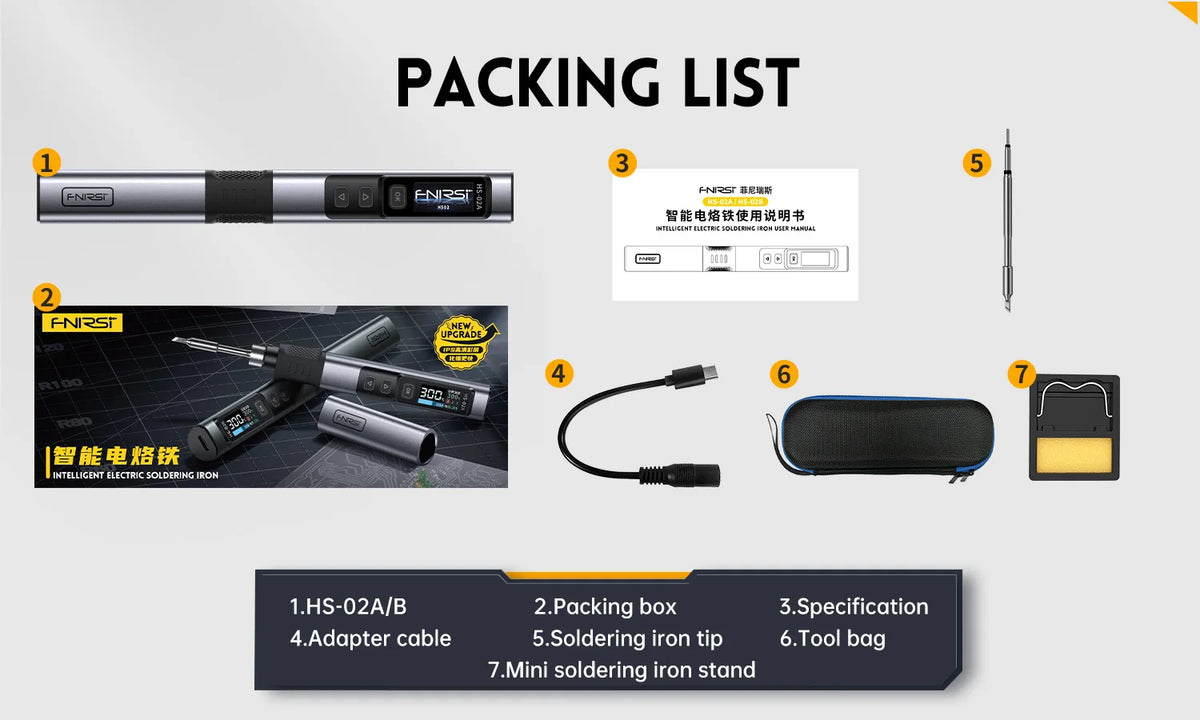 FNIRSI HS-02 Soldering Iron | Adjustable 100-450°C | PD 100W Portable