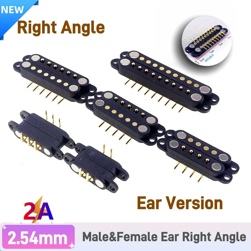 2A DC Magnetic Pogo Pin Connector 2Pin 3Pin 4 5 6 7 8 9 Pin Pogopin Male Female spacing 2.5/2.80mm Spring Loaded DC Power Socket