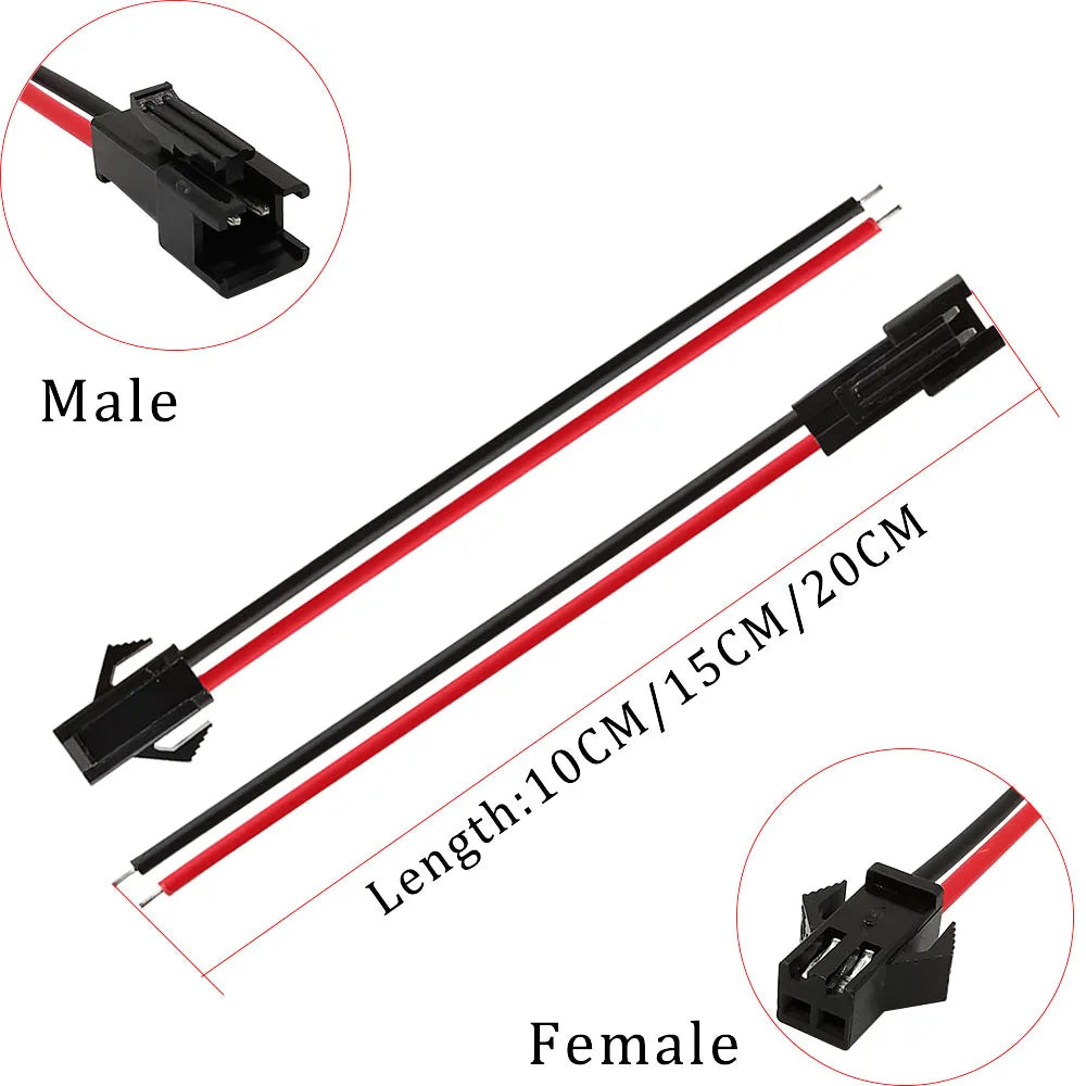 JST SM LED Connector Cables | 2–6 Pin Male & Female | RGB Strip Light