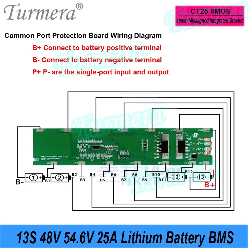 BMS 13S 48V 54.6V 25A Lithium Battery BMS Welding Board for 18650 13S4P 13S5P 13S6P 13S8P E-Bike E-scooter Battery Pack Use