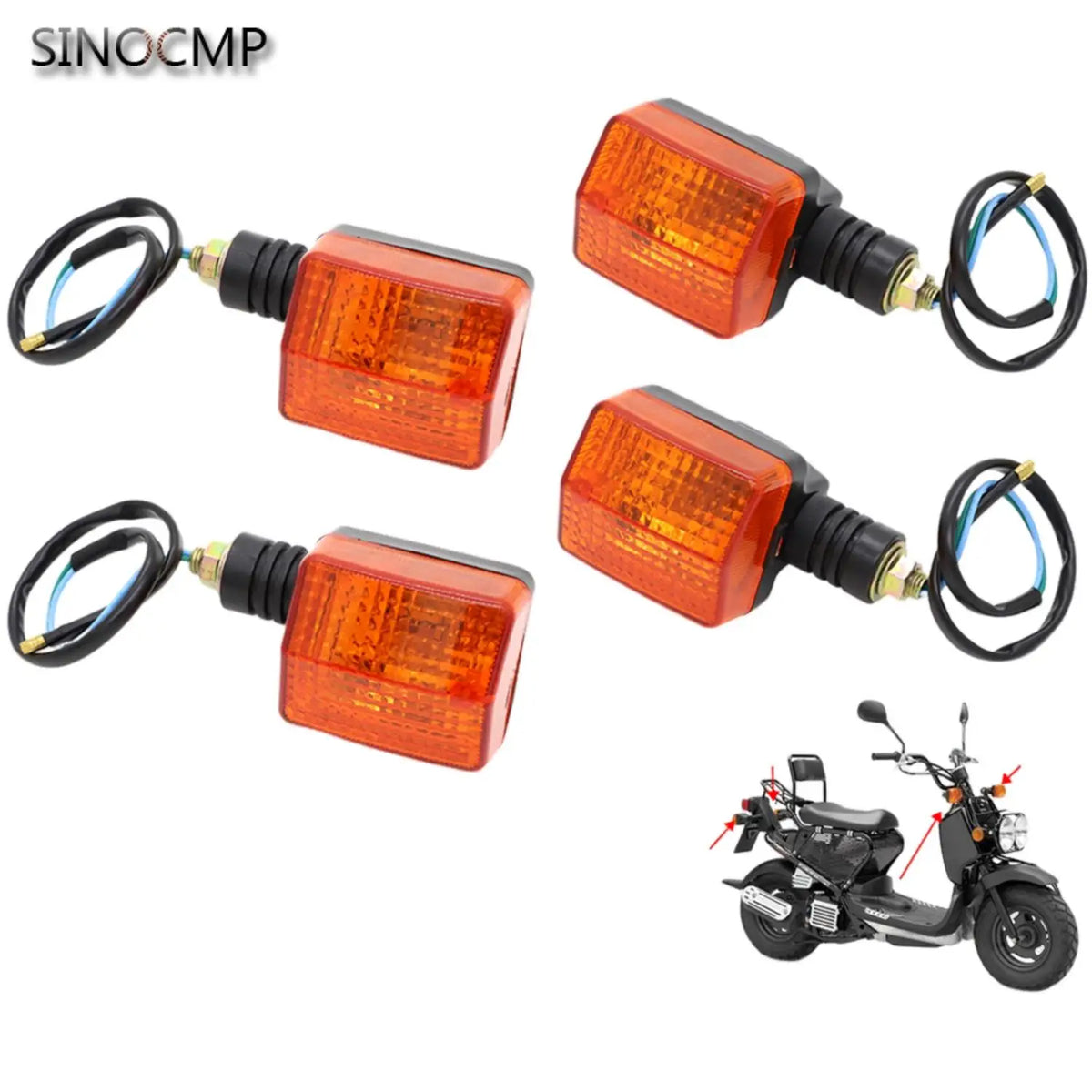 4pcs Rear Turn Signal Light Indicator Scooter Blinkers 33650-GEZ-305 33600-GEZ-305 For Honda Zoomer NPS50 Ruckus 50 2003-2012