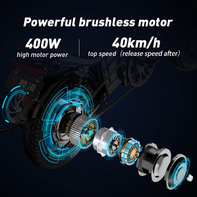 14in Folding E-Bike | 48V 400W Up to 40 km/h | Mini City Commuter