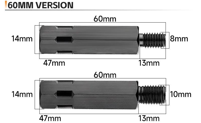 Mirror Extension Adapters | M8/M10, Left & Right Thread | Motorcycles