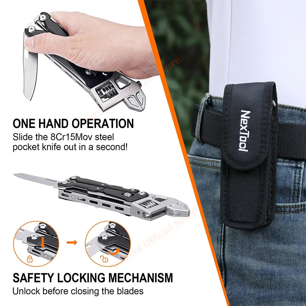 NexTool W4 11-in-1 Multitool | Wrench, Pliers & Knife | Trail Kit