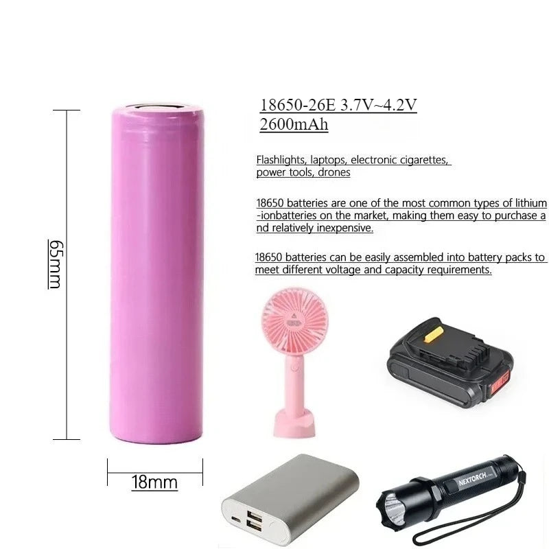 18650 Battery INR18650-26E 2600mAh 3.7V Li-Ion High Current Rechargeable Power Cell