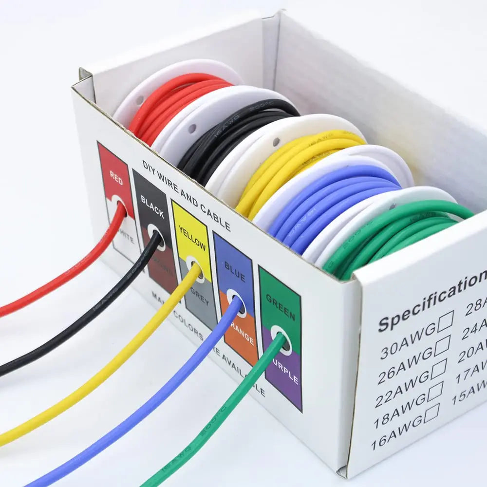 30AWG Wire Flex Silicone 30 Gauge Stranded Tinned Copper Wire, OD: 0.8mm, 5 Colors 32.8ft/10m, Electrical Connection Wire Kit
