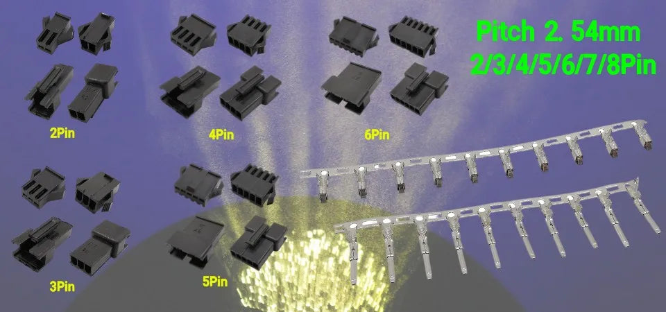 JST SM LED Connector Cables | 2–6 Pin Male & Female | RGB Strip Light