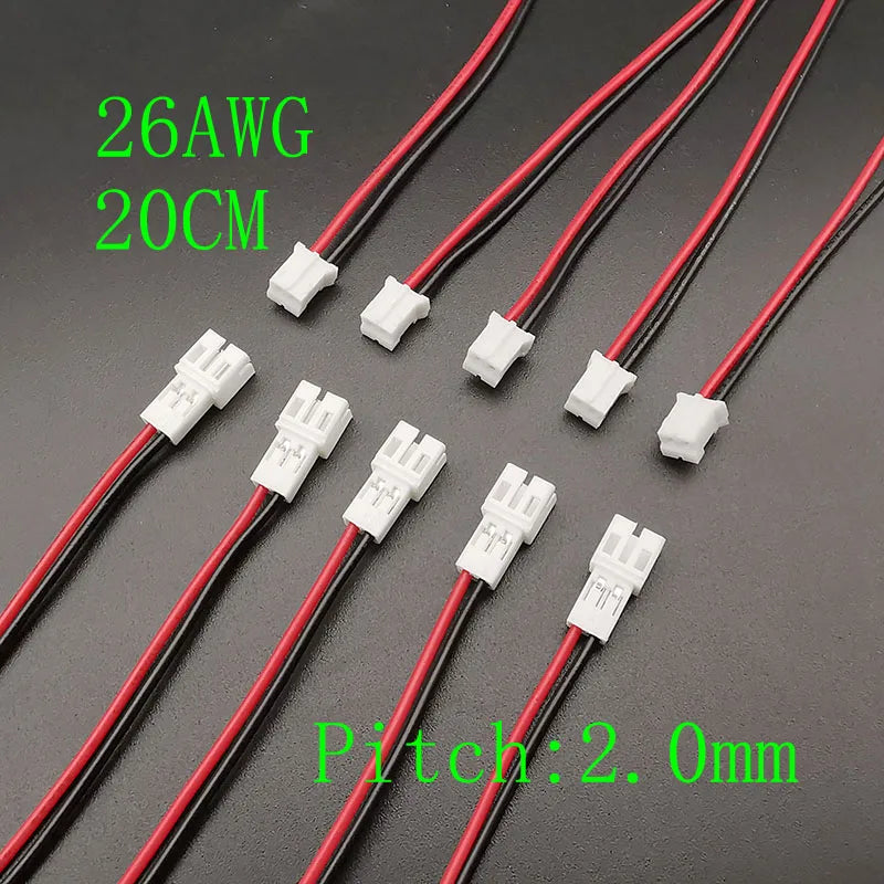 JST Connector Pairs | 1.25/2.0/2.54mm Pitch | 2-Pin + Wire