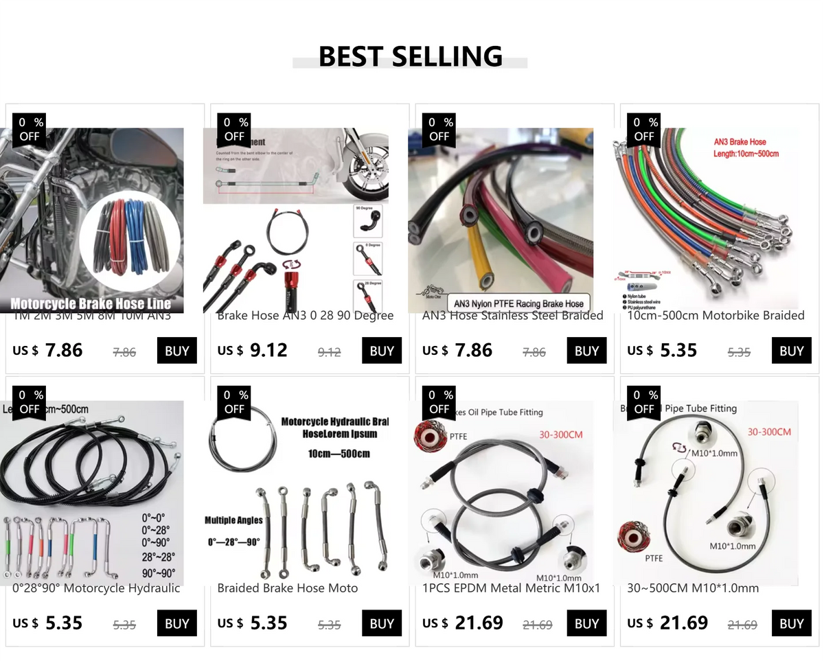 Braided Hydraulic Brake Hose | 10mm Banjo, 28-Degree Fitting | Universal Motorcycle Racing Line