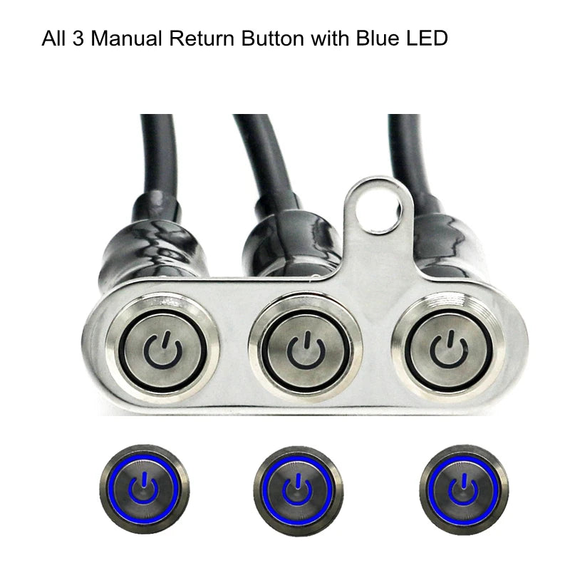 12V Handlebar Switch | 3-in-1 Stainless Buttons | ATV/Dirt Bike